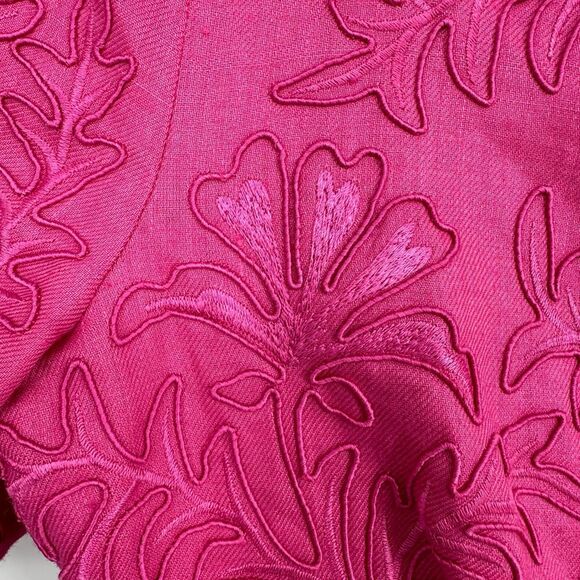 Vintage 80’s Marie St. Claire Midi Dress Size 12 Pink Floral Embroidered Modest - Picture 8 of 11